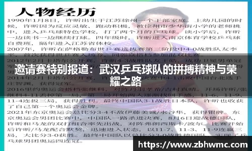 邀请赛特别报道：武汉乒乓球队的拼搏精神与荣耀之路